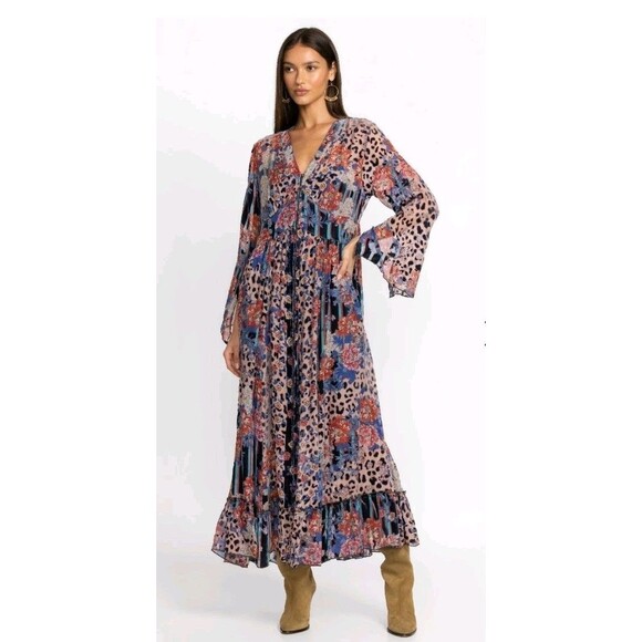 Johnny Was Dresses & Skirts - $575 NWT JOHNNY WAS Multicolored Ontar Beesley Dress Burnout Floral Leopard L